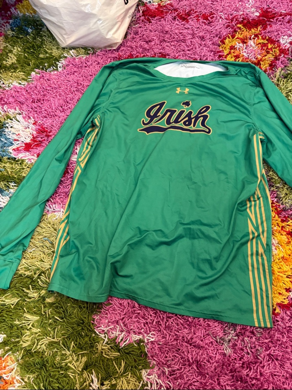 Under Armour Green and Gold Irish Long Sleeve Performance Top
